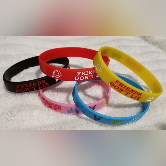 Other - New Stranger Things Rubber Bracelet Set 5 Different Colors
